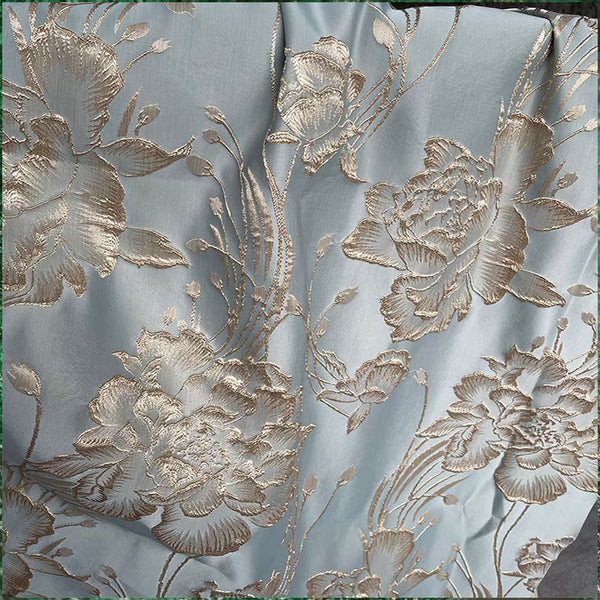 Luxury 3D Floral Brocade - Embossed Gold Flowers Embroidered