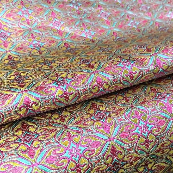 Colorful Nigerian Brocade – Geometric Jacquard Fabric