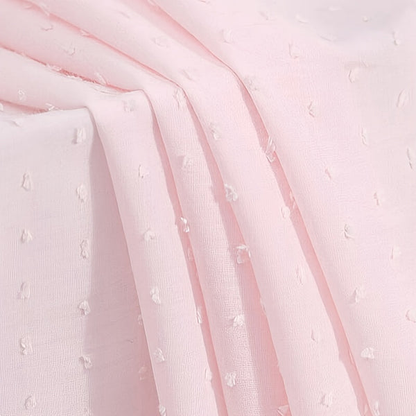 Pink Polka Dot Embroidery Cotton - Thin and Soft Jacquard Weave