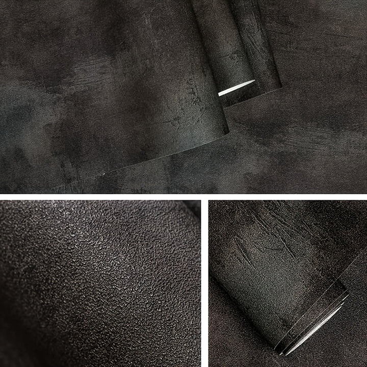 Vintage concrete effect wallpaper black sand texture