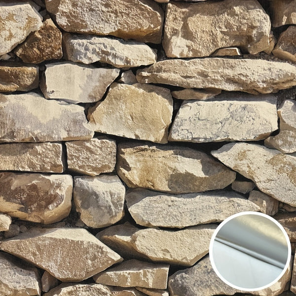 Peel and stick 3D stone wallpaper with realistic thick foil texture