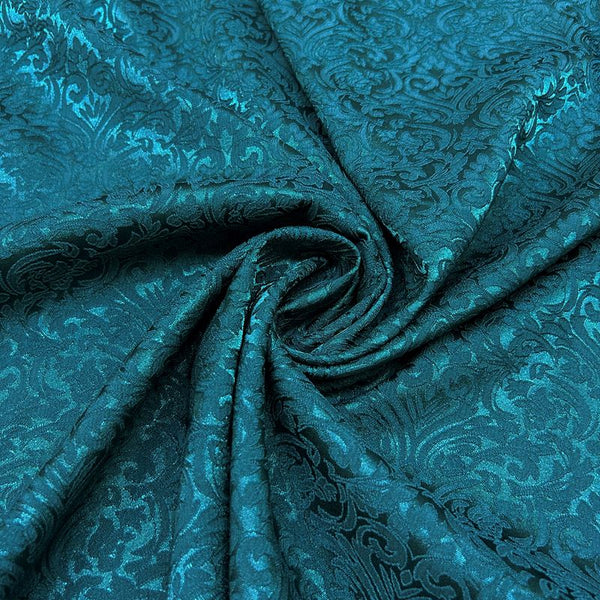 Small Damask Pattern Brocade – Cyan Jacquard Textured Fabric