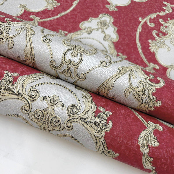 Red classic damask wallpaper