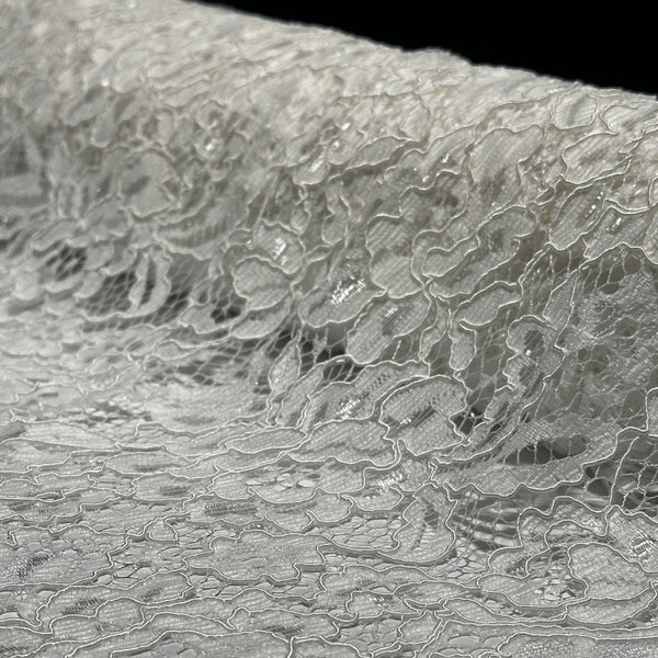 White Full-Body Floral Sheer Embroidery Lace - Eyelet Tulle Mesh