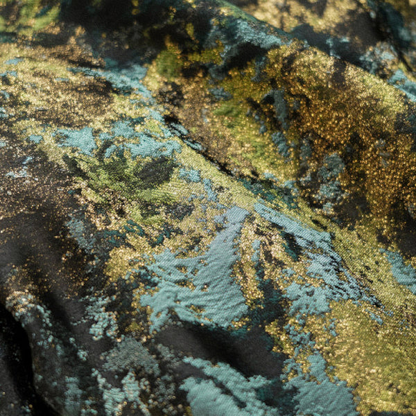Abstract Metallic Textured Brocade - Green Gold