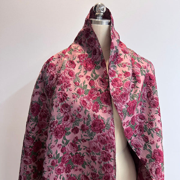 3D Rose Embossed Brocade - Vintage Floral Jacquard Fabric