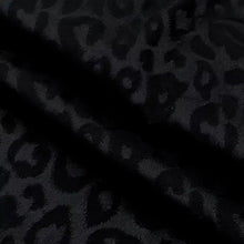 Satén sedoso de leopardo negro ultra suave - Textil jacquard brillante