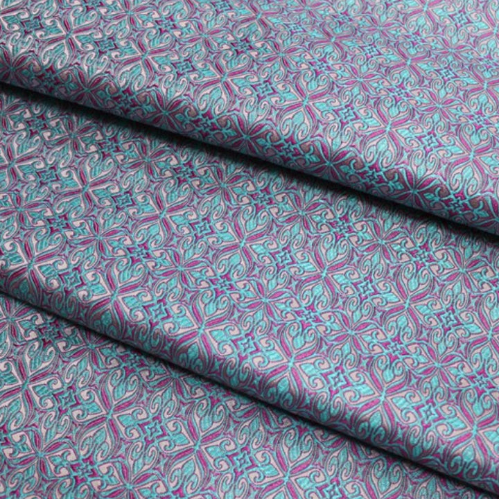 Teal Jacquard Brocade for Fashion and Upholstery

