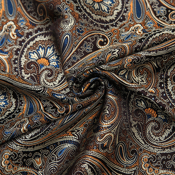 Antique Black Paisley Brocade - Classical Jacquard Pattern Textile